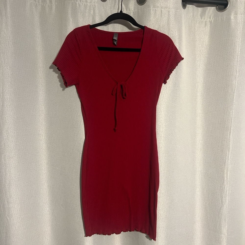 Alya Scarlet Ribbed Knit Dress